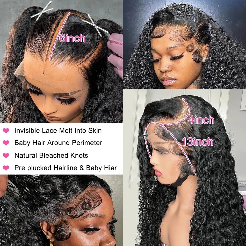 (13x4, 13x6) 16-40"- Deep Wave Lace Magic Wig