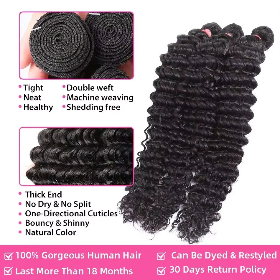 Hair Extension- CurlyGlow Deep Wave Bundles