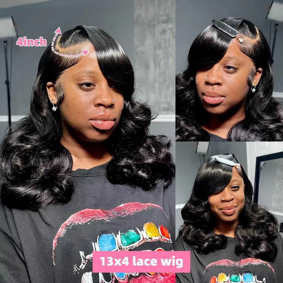 (13x4, 13x6) 10-14"- Wavy Bob Glam HD Wig