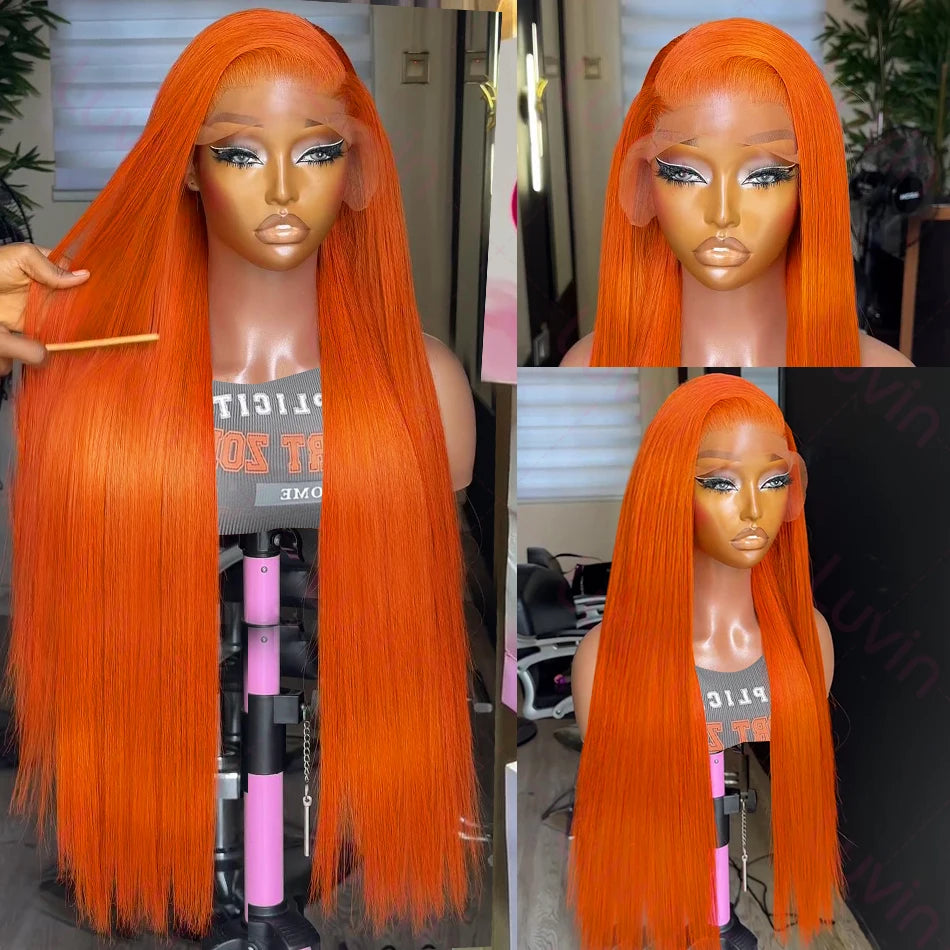 (13x4, 13x6) 18-36"- Ginger Sleek HD Lace Wig