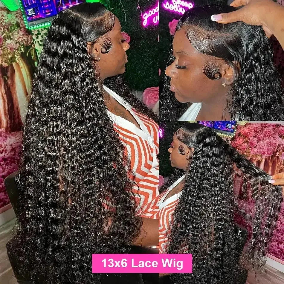 (13x4, 13x6) 16-40"- Deep Wave Lace Magic Wig