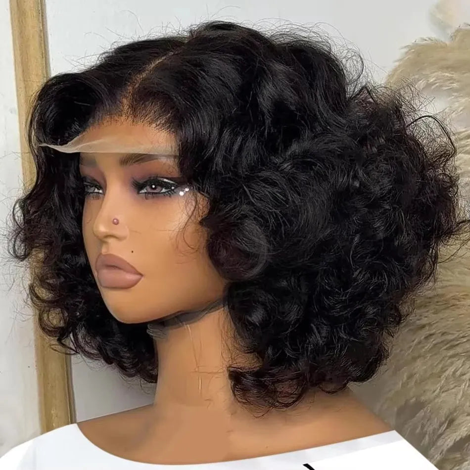 (13x4, 13x6) 10-14"- Wavy Bob Glam HD Wig