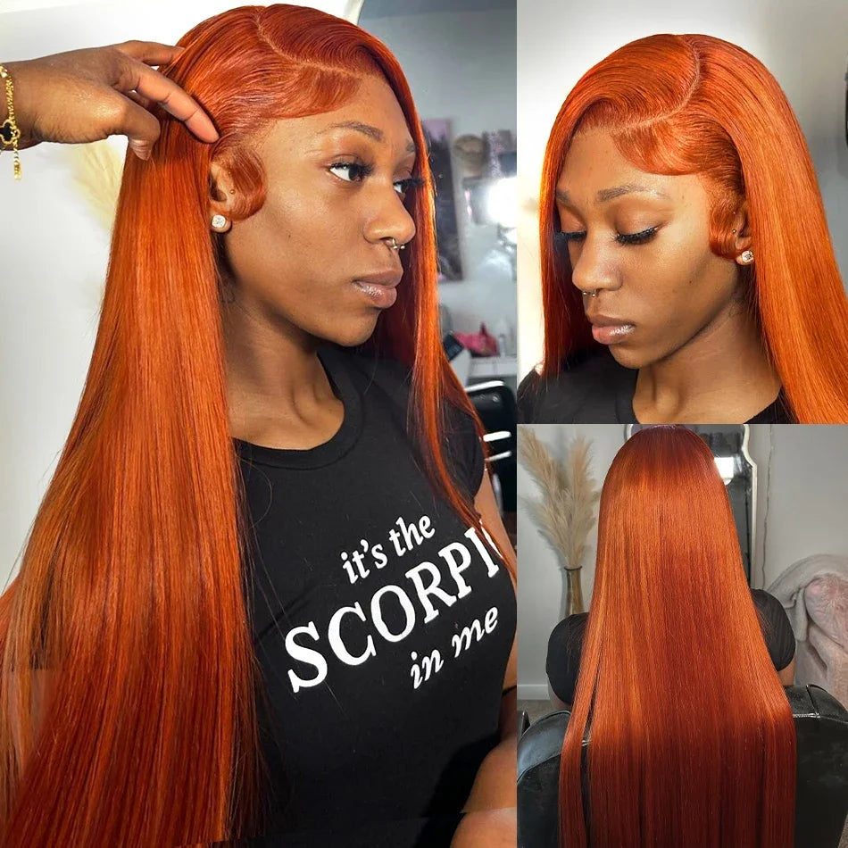 (13x4, 13x6) 18-36"- Ginger Sleek HD Lace Wig