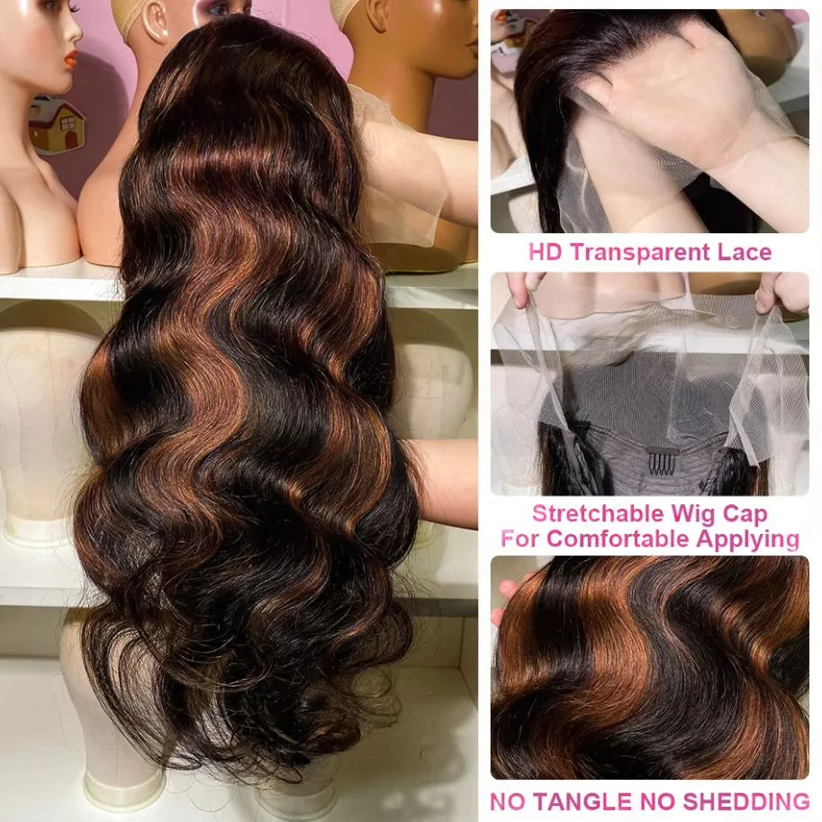 (13x4, 13x6) 16-34"- Ombre Glow Body Wave Wig