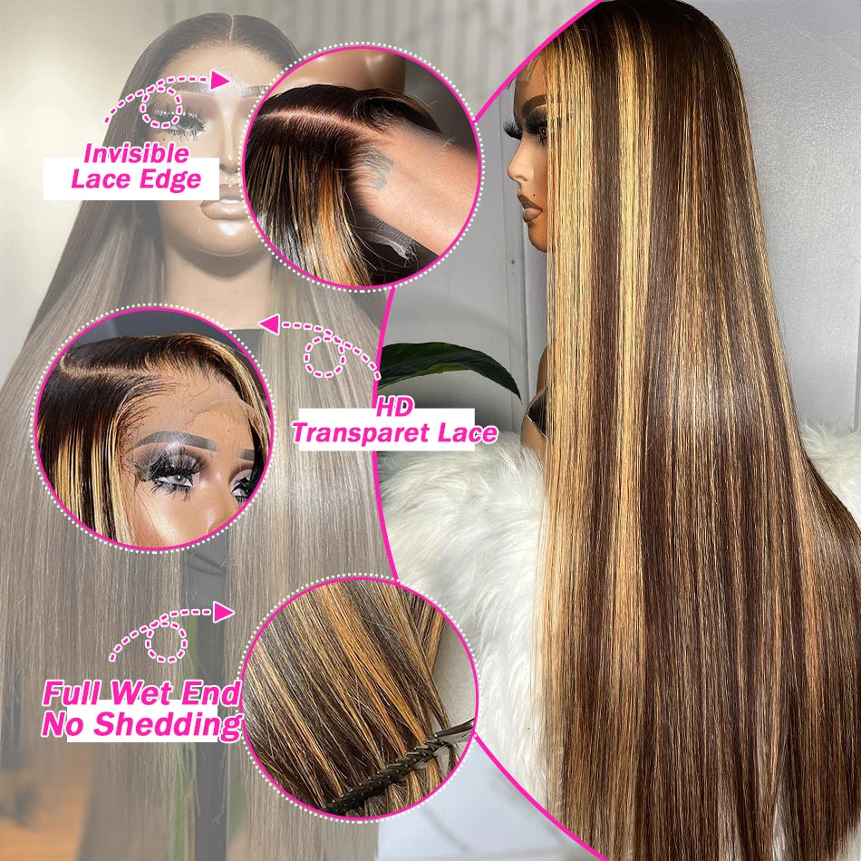 (13x4, 13x6) 18-38"- Honey Blonde Glow Wig