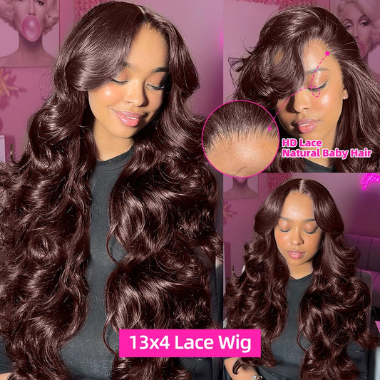 (13x6 & 13x4) 20-38"-Brown Luxe Waves Wig