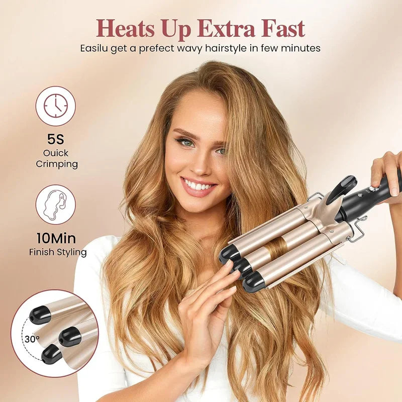 Triple barrel curling iron