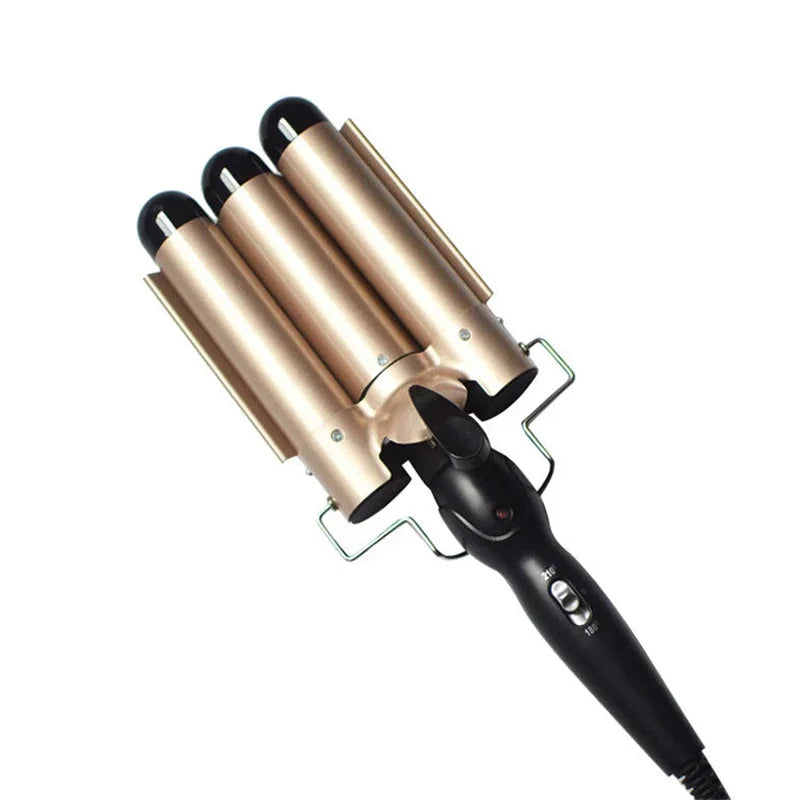 Hair curling wand with LCD