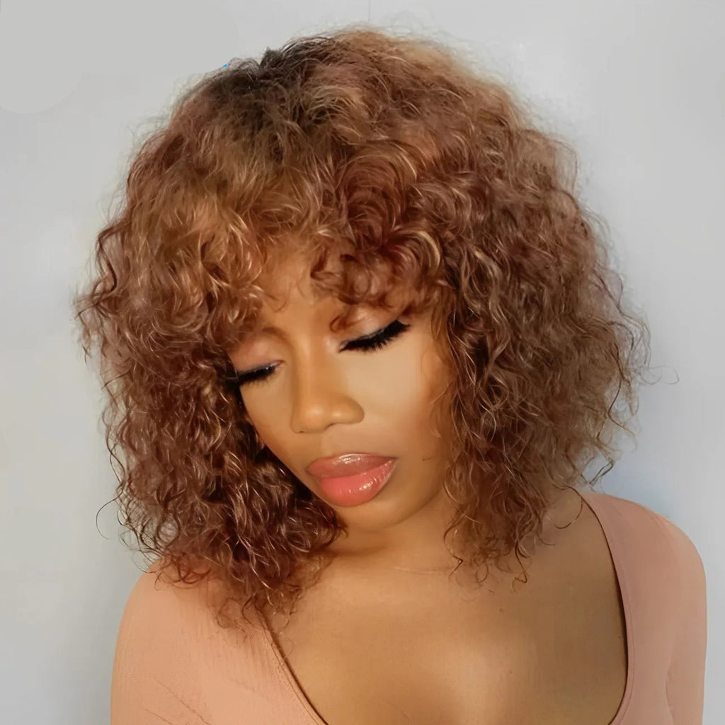 Human Hair Wig with Bangs